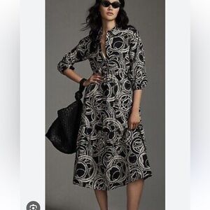 Maeve Black and White Midi Dress